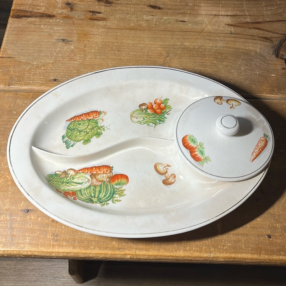 Vintage Pocelain Veggies and Dip Platter by Royal Sealy. Made in Japan.